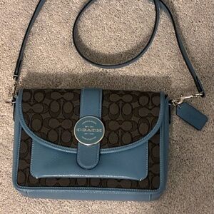 Coach Blue and Brown Crossbody Bag